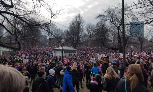 A packed Boston Common at the Women's March
