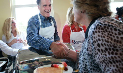 Like a pancake on the griddle, Romney flip flops on climate policy. Photo: Justin Sullivan/Getty Images North America